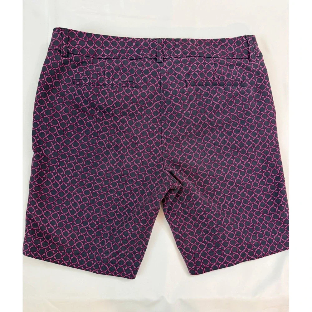 Willi Smith Womens Navy Pink Geometric Quatrefoil Bermuda Shorts Size 8